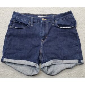 Levi's Jean Mid Length Shorts Womens 31 Blue Denim Red Tab Low Waist Cuffed